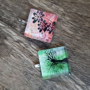 🆕 2 glass artist-made pendants